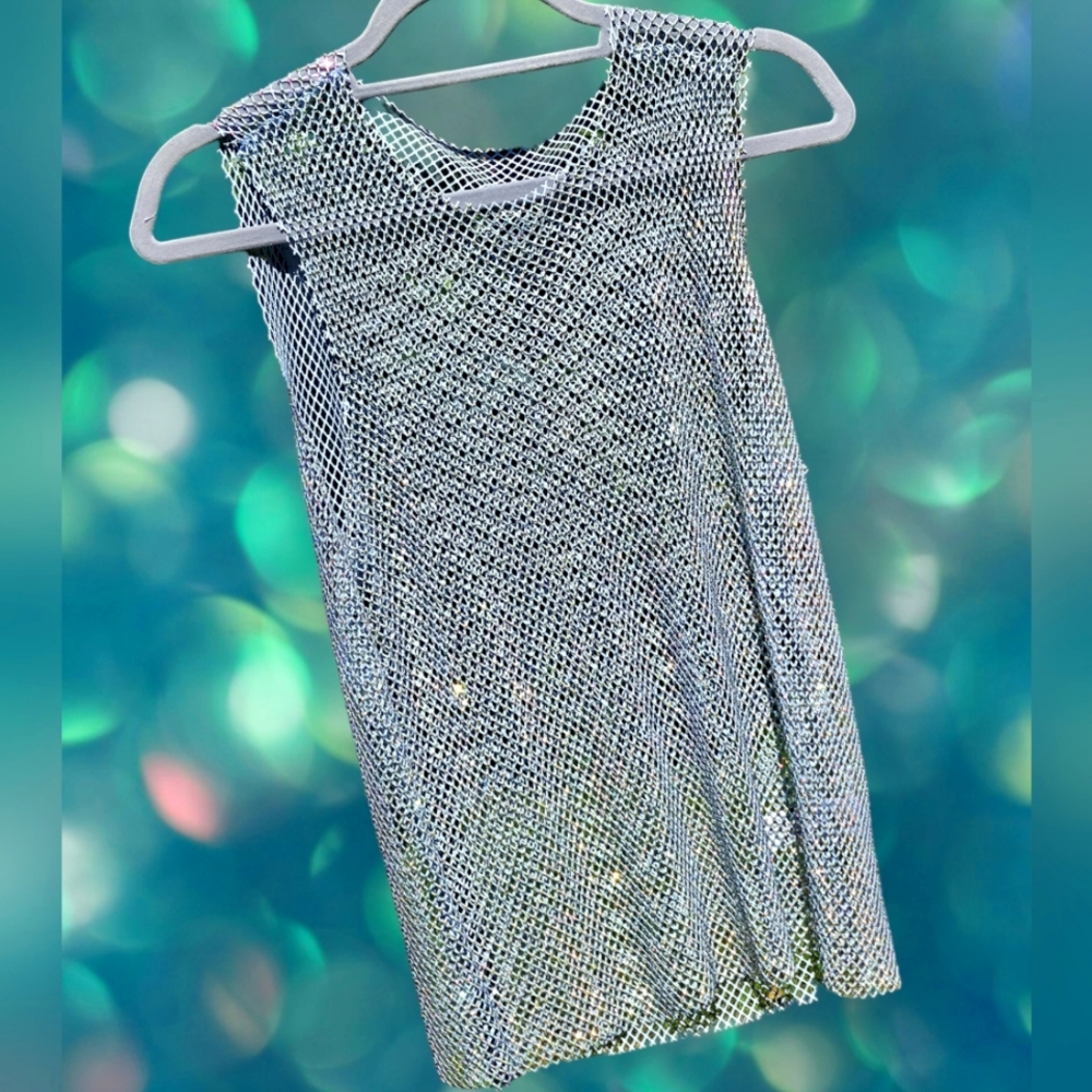 Haute Monde NWT Sparkle Mesh Turquoise Tank Top